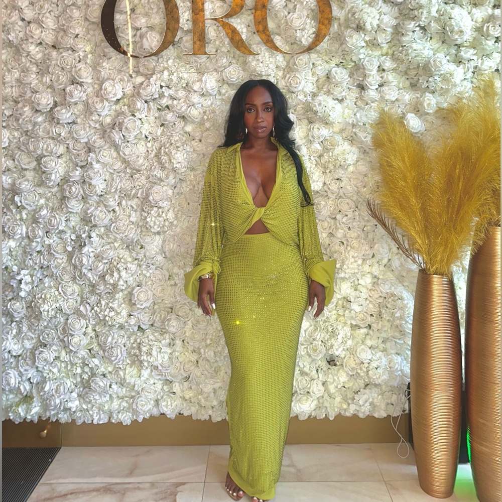 Elegant Green Rhinestone Dress